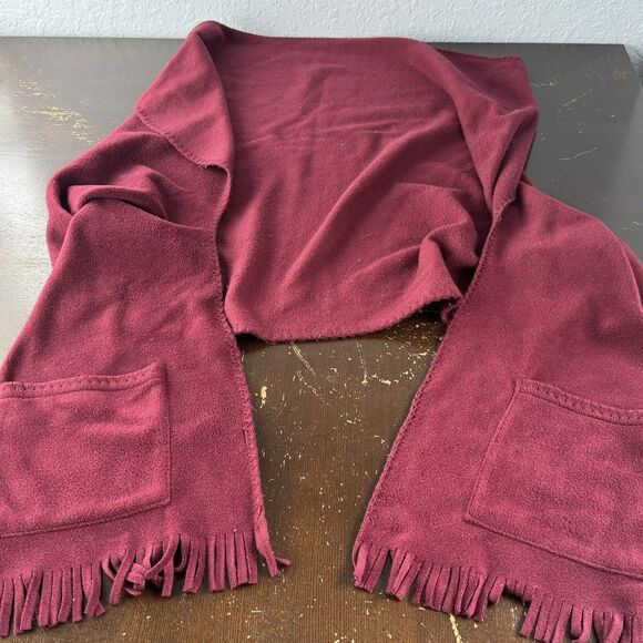 Unbranded Accessories - Soft Plush Scarf Big 72”x27” With Pockets & Tassels Maroon